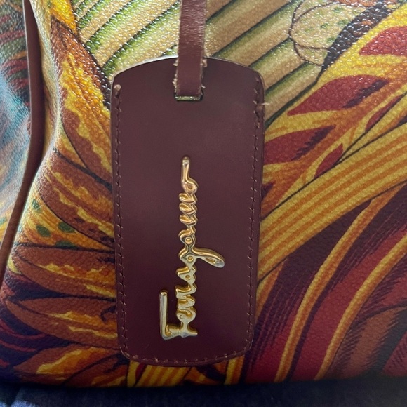 SALVATORE FERRAGAMO Seri Tropical Print Leather Boston Bag Limited - Picture 8 of 12